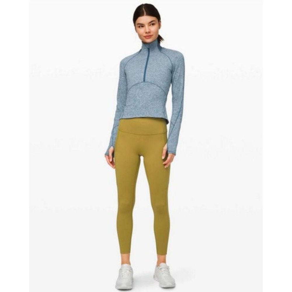 Lululemon Always Alert 1/2 Zip Heathered Petrol Blue Size 4 Rulu